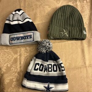 Dallas Cowboys Beanie NFL New Era Knit Pom Knit Winter Hat Adult Size Lot of 3